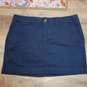Old Navy size 6 stretch the perfect khakis skirt navy blue polka dots NWT